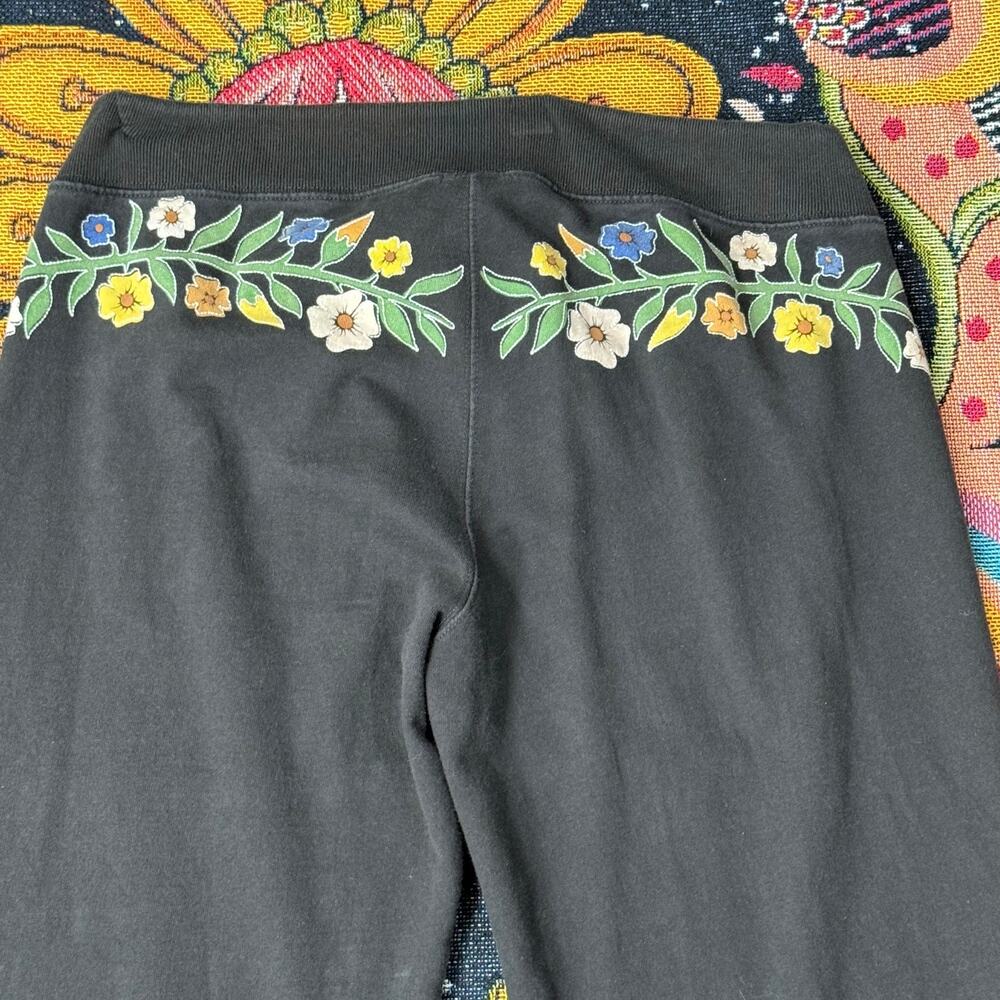 Y2k Lucky Brand Embroidered Floral Low Rise Wide Leg Crop Sweatpants Boho S M - Picture 4 of 6